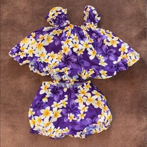 Girls RJC Sportswear From Hawaii Purple Floral Baby Dress Outfit Size 12 Months